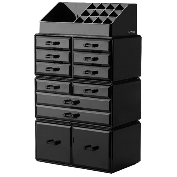 Beautify Large Makeup Organizer Black Acrylic Cosmetic Jewelry